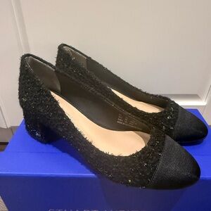 Stuart Weitzman Gabby 45 Block Heel in black tweed